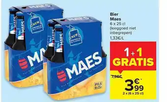 Carrefour Bier Maes 1+1 Gratis aanbieding