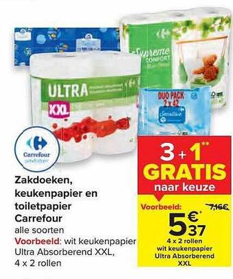 Carrefour Zakdoeken Keukenpapier En Toiletpapier Carrefour aanbieding