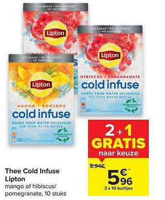 Carrefour Thee Cold Infuse Lipton aanbieding