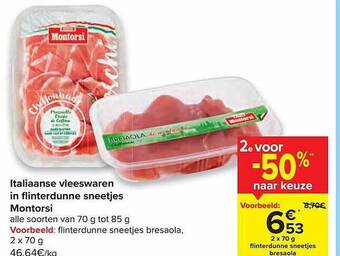 Carrefour Italiaanse Vleeswaren In Flinterdunne Sneetjes Montorsi aanbieding
