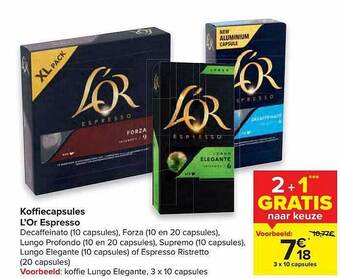 Carrefour Koffiecapsules L'or Espresso aanbieding