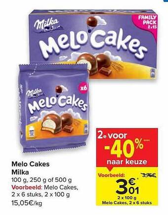 Carrefour Melo Cakes Milka aanbieding