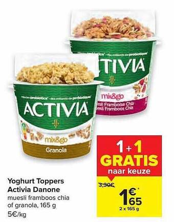 Carrefour Yoghurt Toppers Activia Danone aanbieding