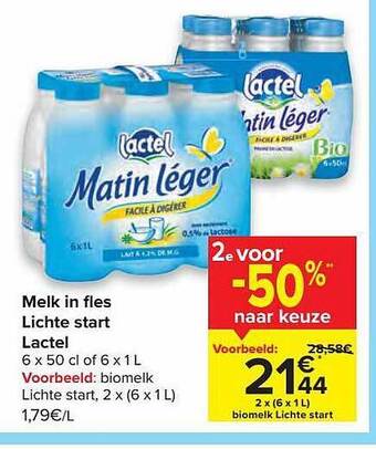 Carrefour Melk In Fles Lichte Start Lactel aanbieding