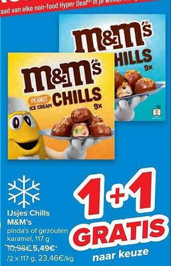 Carrefour Ijsjes Chills M&m's aanbieding