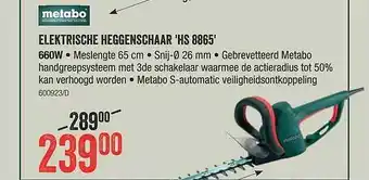 Metabo Ekeltrische Heggenschaar 'hs 8865'