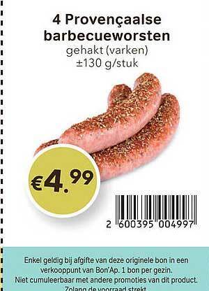 Bon Ap 4 Provençaalse Barbecueworsten aanbieding