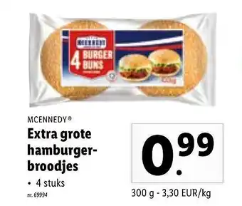 Lidl Mcennedy Extra Grote Hamburger-broodjes aanbieding