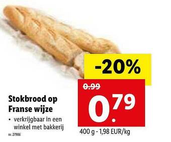 Lidl Stokbrood Op Franse Wijze aanbieding