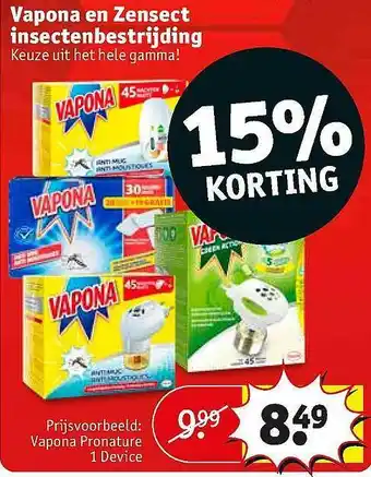 Kruidvat Vapona En Zensect Insectenbestrijding 15% Korting aanbieding