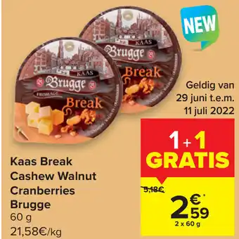 Carrefour Market Kaas break cashew walnut cranberries brugge 60g aanbieding