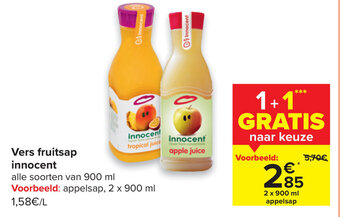 Carrefour Market Vers fruitsap innocent 2 x 900ml aanbieding