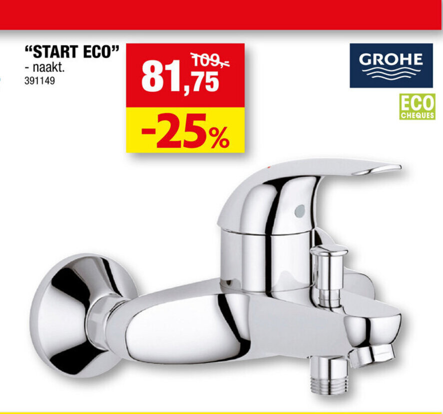 Grohe Start Eco Bad en Douchekraan, 391149 promotie bij Hubo