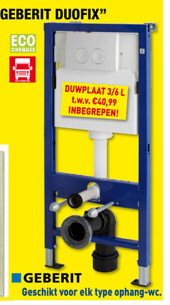 Hubo Geberit Duofix Ophangsysteem WC met duwplaat aanbieding