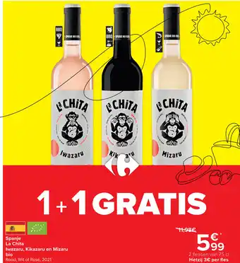 Carrefour Market Spanje la chita iwazaru, kikazaru en mizaru bio aanbieding
