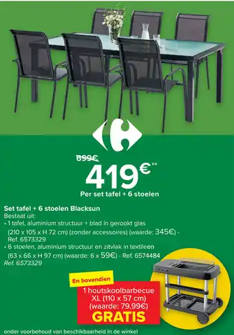 Carrefour Market Set tafel + 6 stoelen blacksun aanbieding
