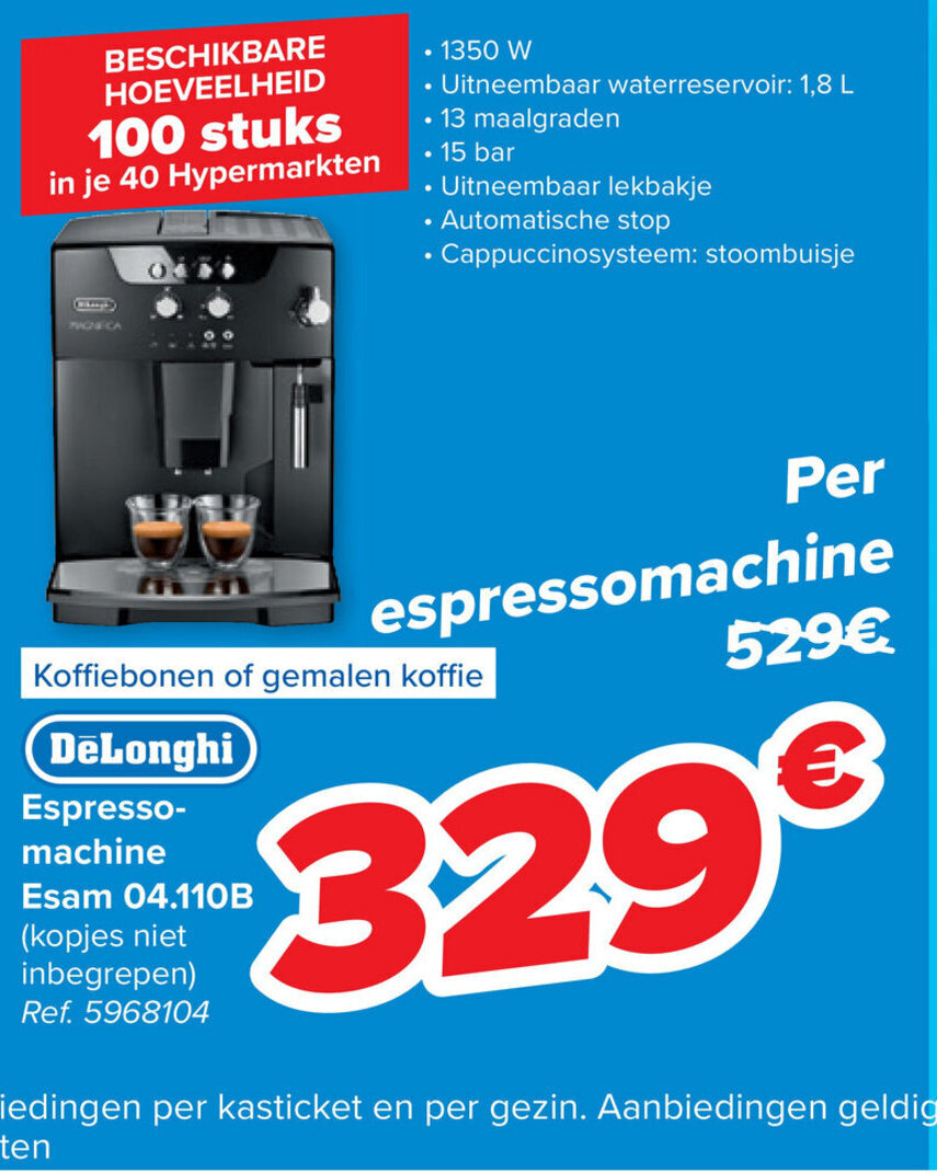 Delonghi espressomachine esam 04.110B promotie bij Carrefour Market