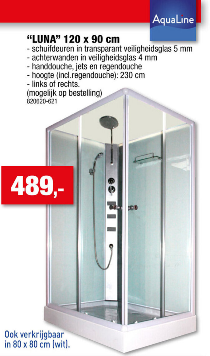 AquaLine Luna Complete Douchecabines 120 x 90 cm, 820620621 promotie