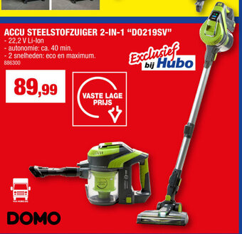 Hubo Domo Accu Steelstofzuiger 2-in-1 D0219SV, 886300 aanbieding