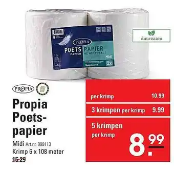 Sligro Propia Poetspapier Krimp 6x108 Meter aanbieding