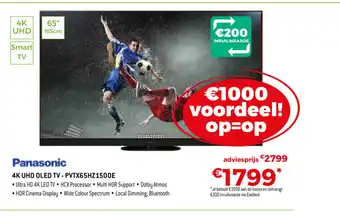 Exellent Panasonic 4K UHD OLED TV - PVTX65HZ1500E aanbieding