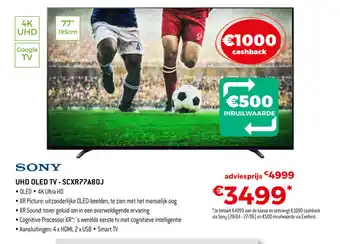 Exellent Sony UHD OLED TV - SCXR77A80J aanbieding