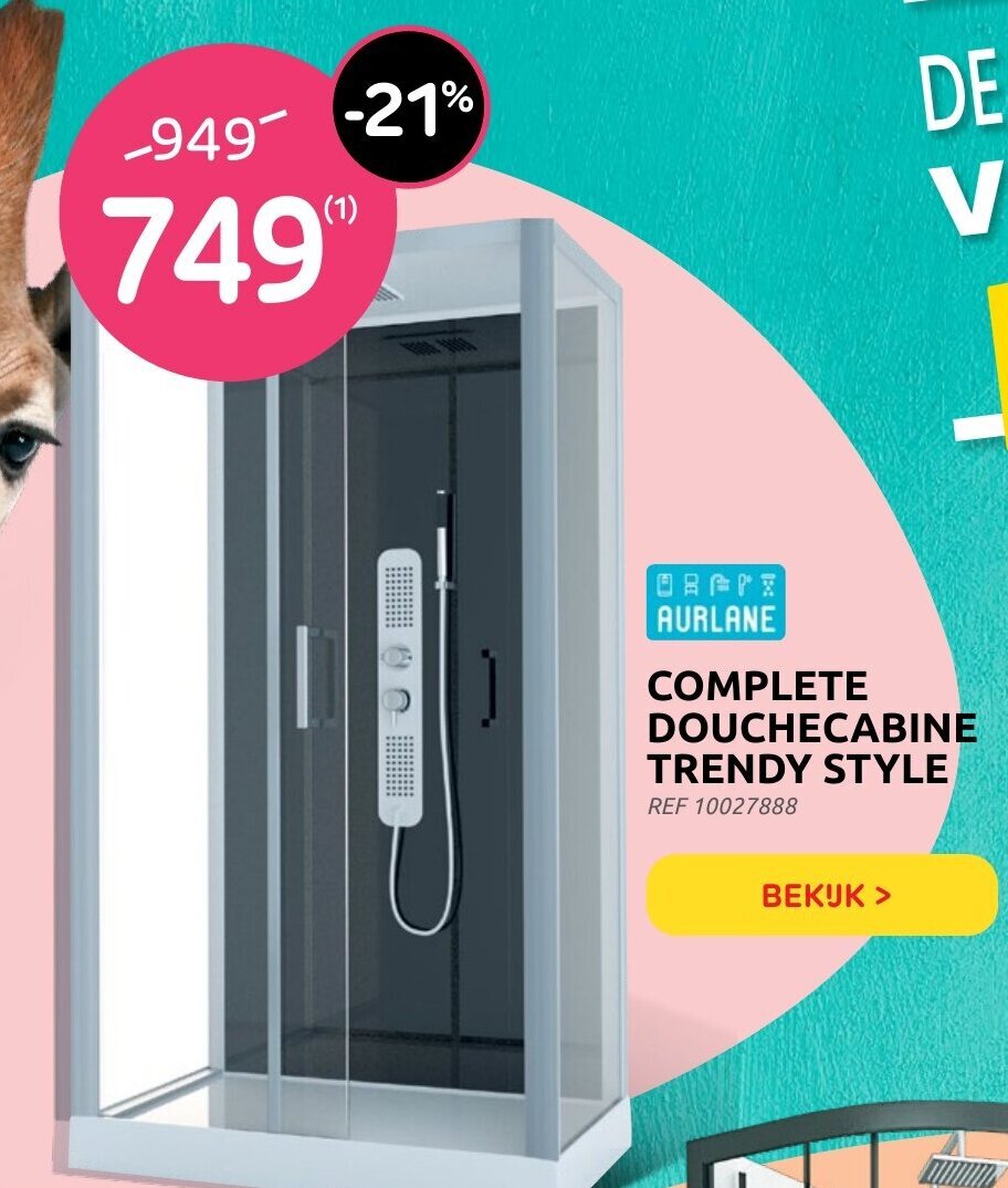 Aurlane Complete Douchecabine Trendy Style promotie bij Brico