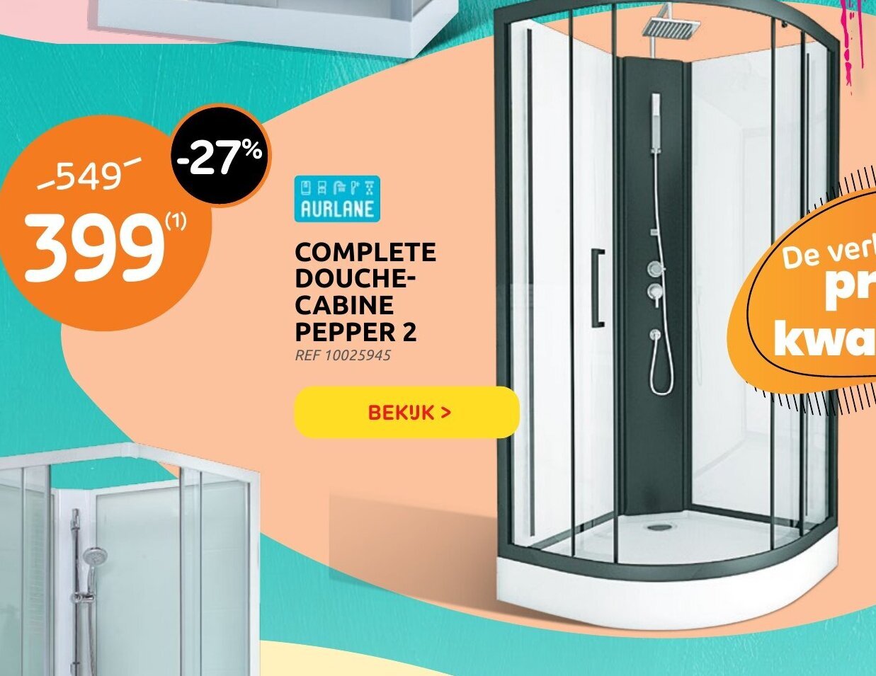 Aurlane Complete Douchecabine Pepper 2 promotie bij Brico