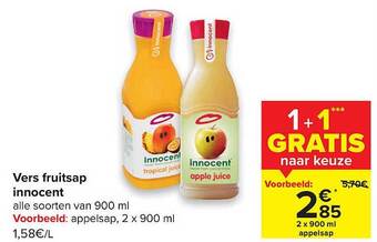 Carrefour Vers Fruitsap Innocent aanbieding