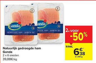 Carrefour Natuurlijk Gedroogde Ham Ganda aanbieding
