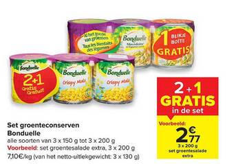 Carrefour Set Groenteconserven Bonduelle aanbieding