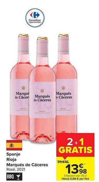 Carrefour Spanje Rioja Marqués De Cáceres aanbieding