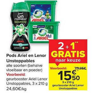 Carrefour Pods Ariel En Lenor Unstoppables aanbieding