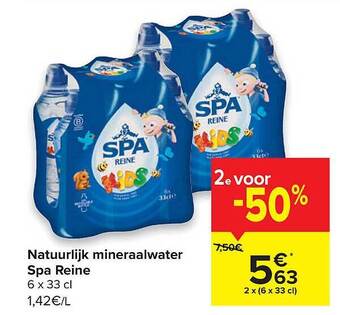 Carrefour Natuurlijk Mineraalwater Spa Reine aanbieding