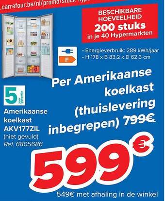 Carrefour Amerikaanse Koelkast aanbieding
