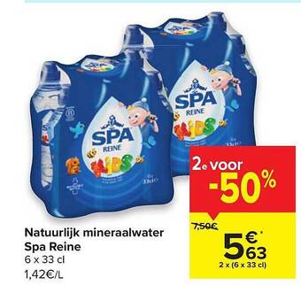Carrefour Natuurlijk Mineraalwater Spa Reine aanbieding