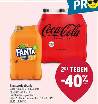 Delhaize Bruisende Drank Cocacola, Fanta Of Sprite aanbieding