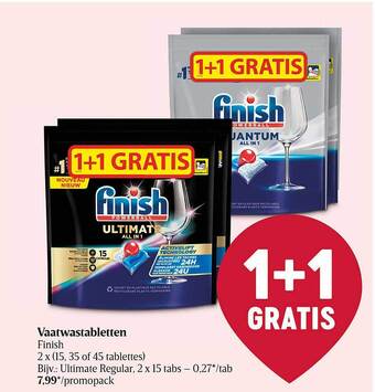 Delhaize Vaatwastabletten Finish aanbieding
