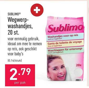ALDI Sublimo Wegwerpwashandjes, 20 St aanbieding