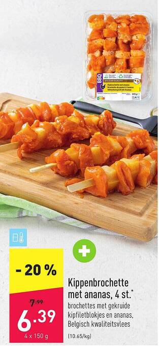 ALDI Kippenbrochette Met Ananas, 4 St aanbieding