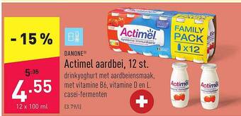 ALDI Danone Actimel Aardbei, 12 St aanbieding