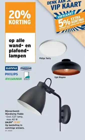 GAMMA Wand- En Plafondlampen Philips Twirly, Eglo Mogano, Fedde aanbieding
