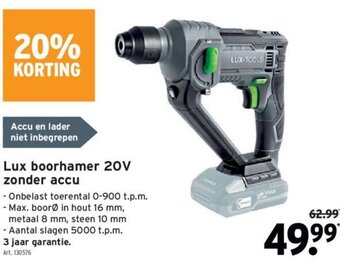 GAMMA Lux Boorhamer 20V Zonder Accu aanbieding