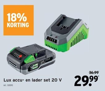 GAMMA Lux Accu en Lader Set 20V aanbieding