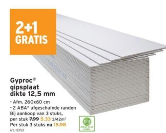 GAMMA Gyproc Gipsplaat Dikte 12,5 mm aanbieding