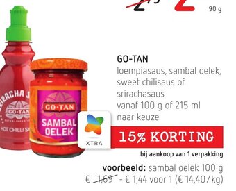 Go-Tan Loempiasaus, Sambal Oelek, Sweet Chilisaus of Srirachasaus