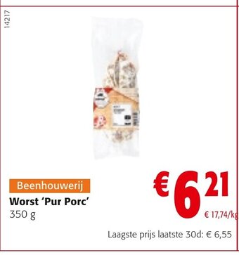 Colruyt Worst pur porc 350g aanbieding