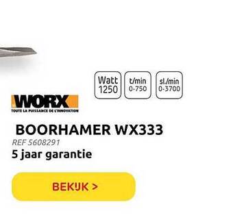 Brico Worx Boorhamer Wx333 aanbieding
