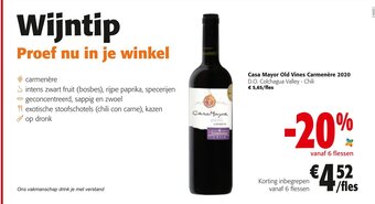 Colruyt Casa mayor old vines carmenere 2020 aanbieding