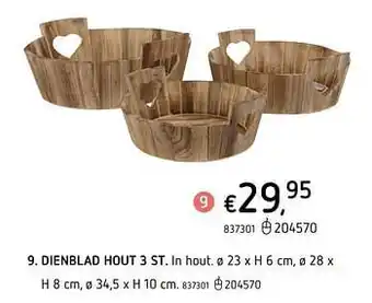 Dreamland Dienblad hout 3 st aanbieding
